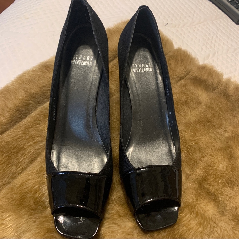 Black Stuart Weitzman peep toe pump